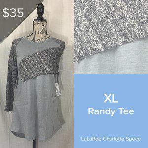 NWT Grey Lularoe Randy Baseball Tee